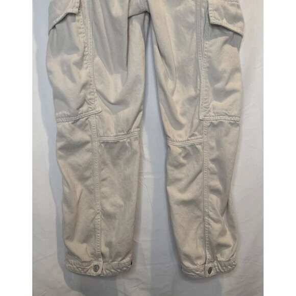 Free People Womens Cream Tofu Slouch Cargo Baggy Pants Button Cuff Sz 6 - Picture 7 of 16